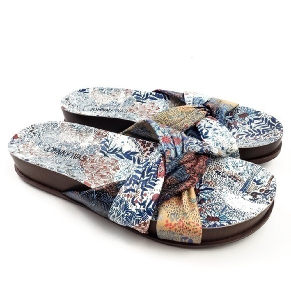 NWOB Johnny Was Sunny Garden Twist Leather Sandals - Size 6